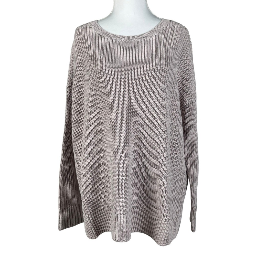 Eileen Fisher Shaker Rib Sweater Womens M Mauve Pink Organic Cotton Pullover
